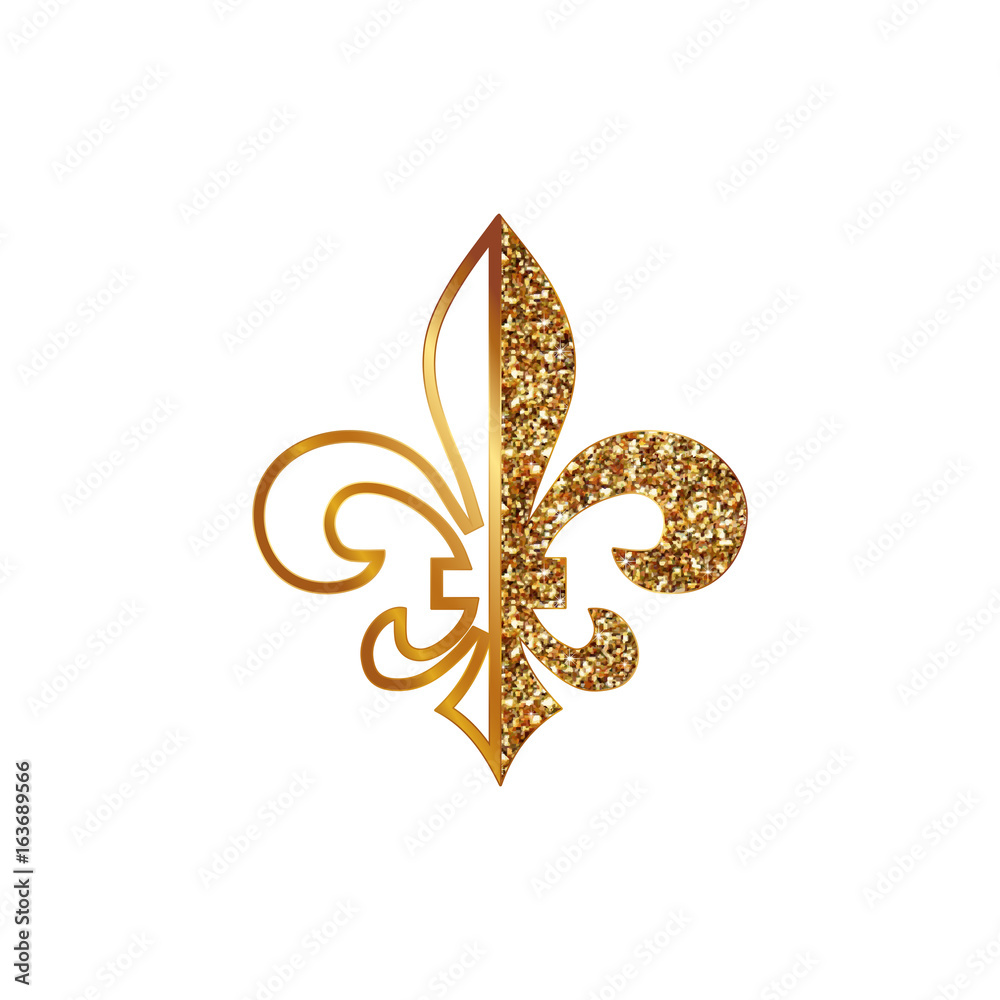 Fleur de lis symbols, golden glittering - heraldic symbols. Vector ...