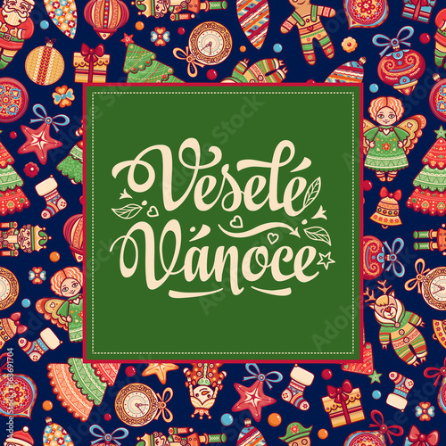 Vesele Vanoce Lettering composition Czech language
