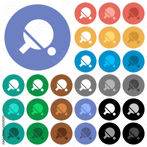Table tennis round flat multi colored icons