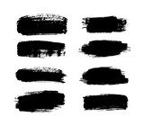 Abstract black paint set for design use. Grunge backgrounds pack. Brushes vector illustration background.
