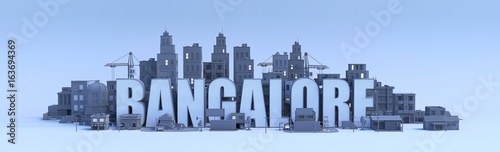 bangalore lettering, city in 3d render photo