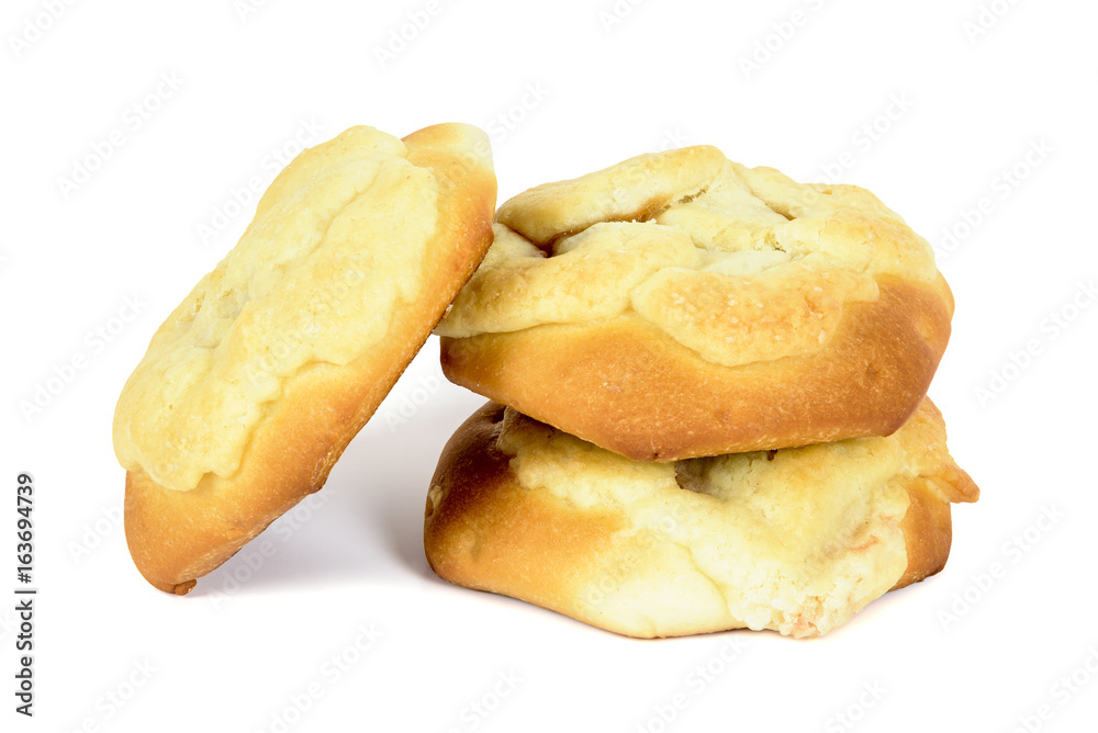 Buns stuffed with plum isolated on white background Buns stuffed with plum isolated on white background