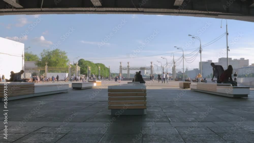 Movement of people under the bridge Movement of people under the bridge