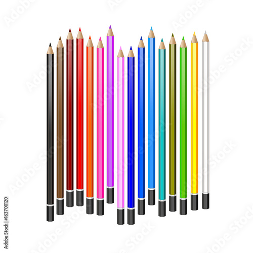 Colored pencils. Set of realistic vector pencils.