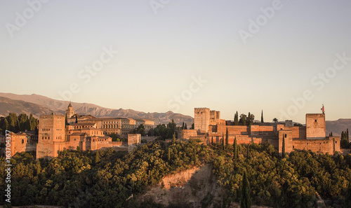 Alhambra of  Granada in the sunset