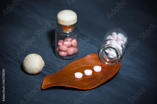 pharmaceutical dark concept with special pills