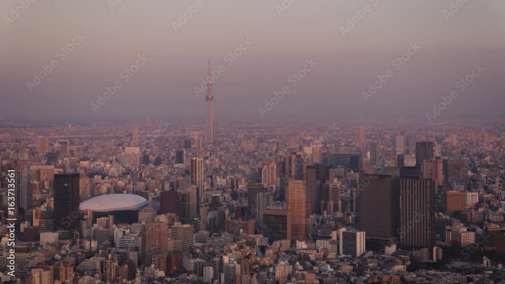 Japan Tokyo Aerial v56 Flying over Shinjuku area with cityscape views at sunset Japan Tokyo Aerial v56 Flying over Shinjuku area with cityscape views at sunset