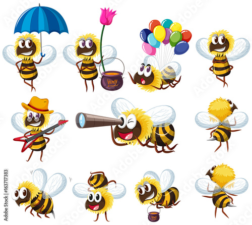 Bees in different actions