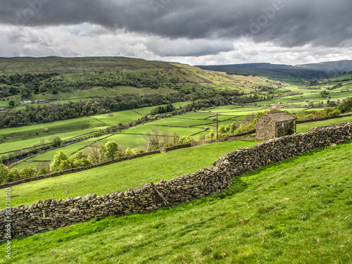 Old stone farm buildings, Yorkshire, England