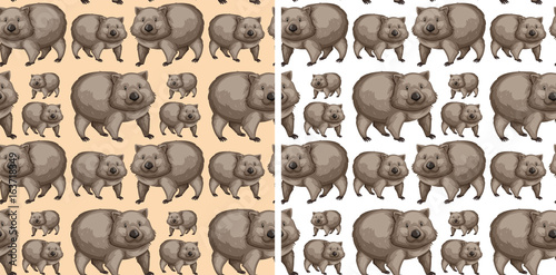 Seamless background design with wombats