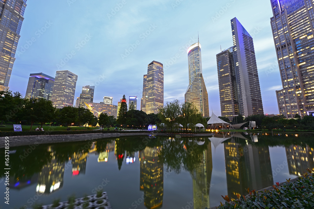 Obraz premium Shanghai world financial center skyscrapers