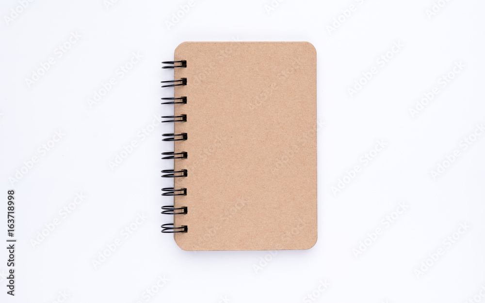 Brown spiral notebook with arc corner Brown spiral notebook with arc corner