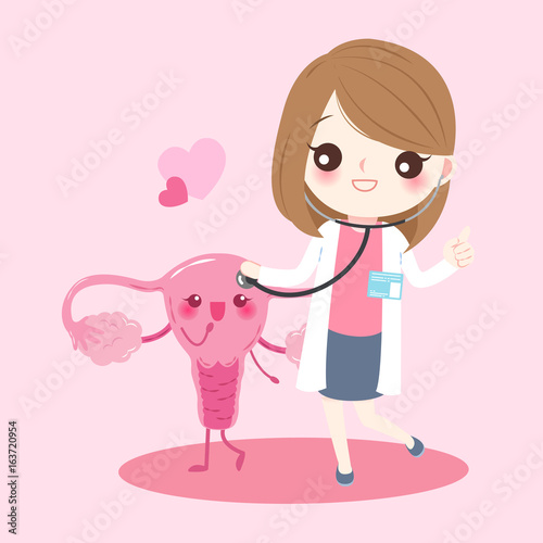 cartoon uterus with doctor photo