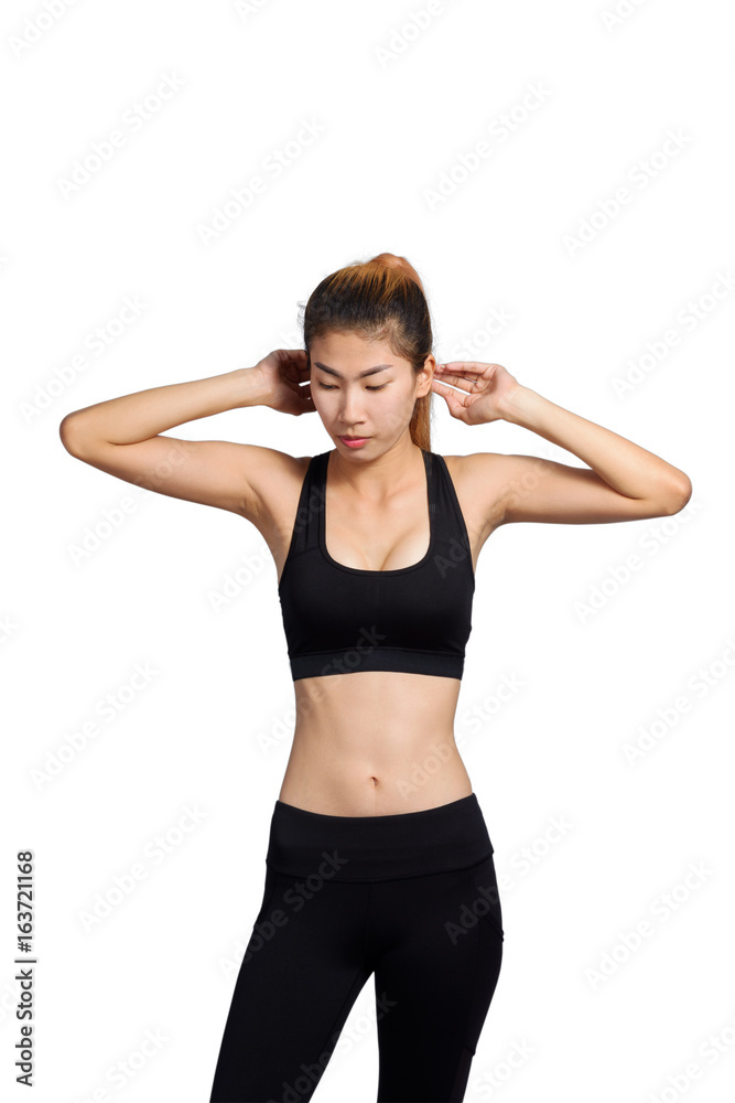 Growth portrait of fitness woman in sportswear. Growth portrait of fitness woman in sportswear.