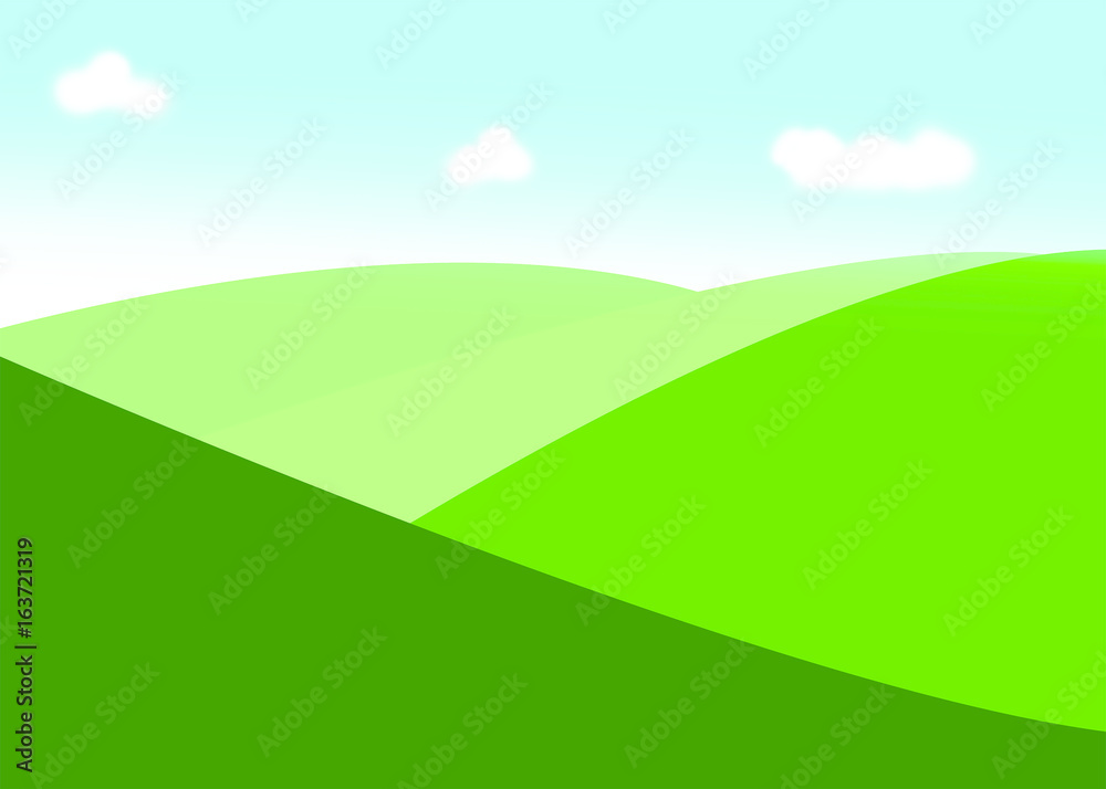 Green Hills Blue Sky Vector Background