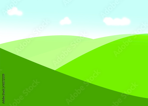 Green Hills Blue Sky Vector Background