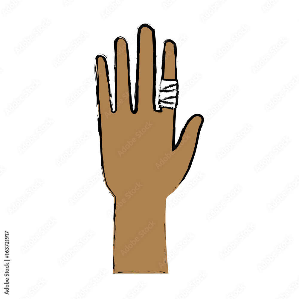 Fototapeta premium human hand with finger bandage medical