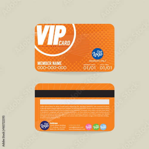 Front And Back VIP Member Card Template Vector Illustration