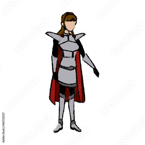 cartoon warrior princess woman in costume with armor