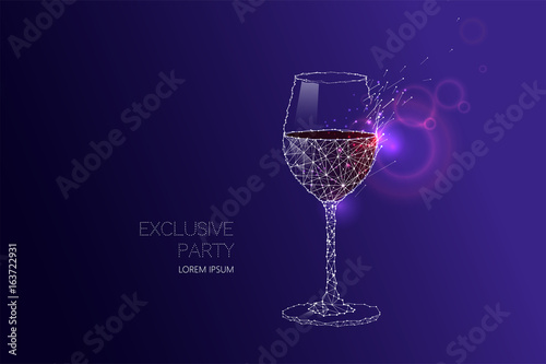 Wine glass with light effect and starry sky