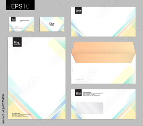 Modern stationery set in vector format, letterhead, business card, envelope