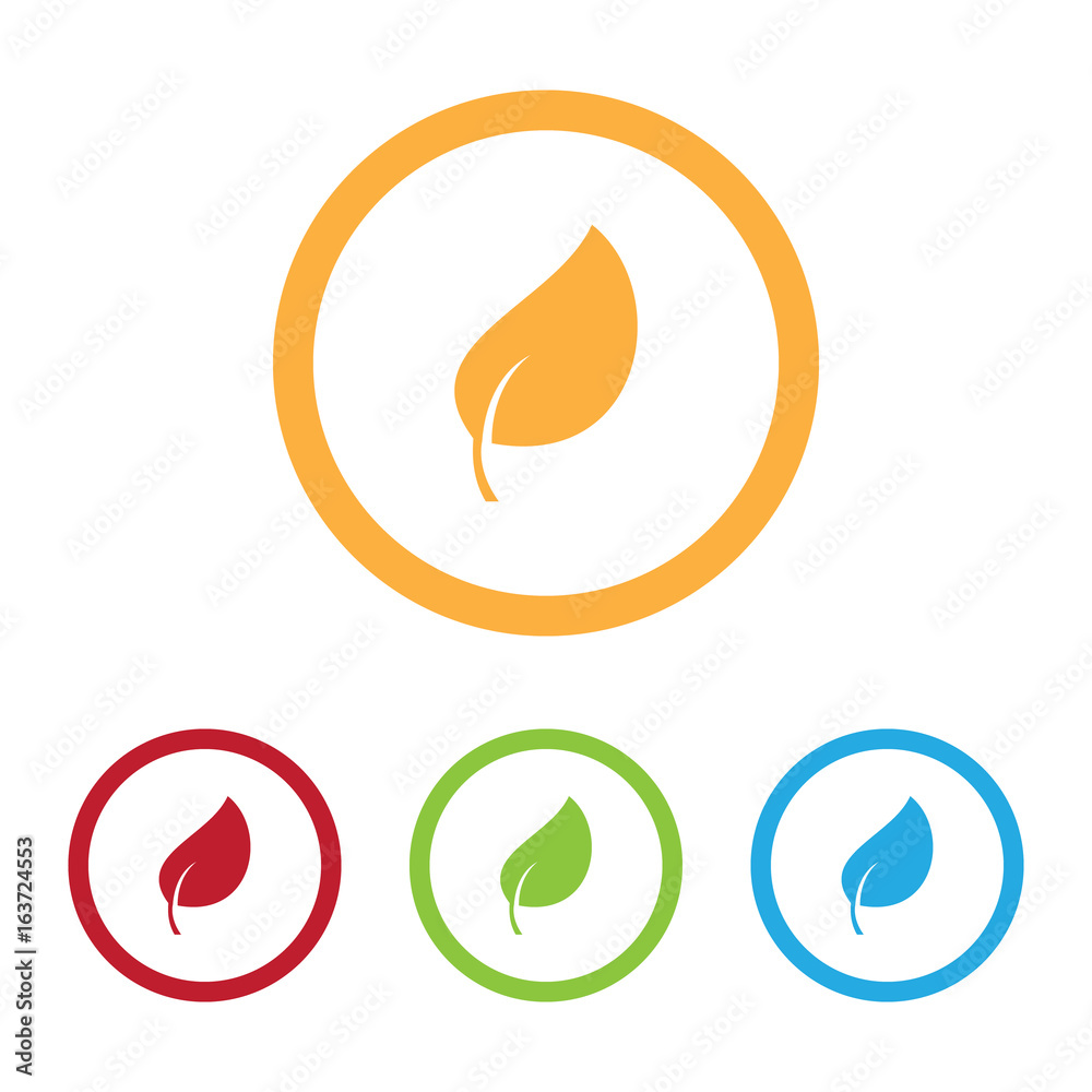 Colorful Leaf Icons With Rings Colorful Leaf Icons With Rings