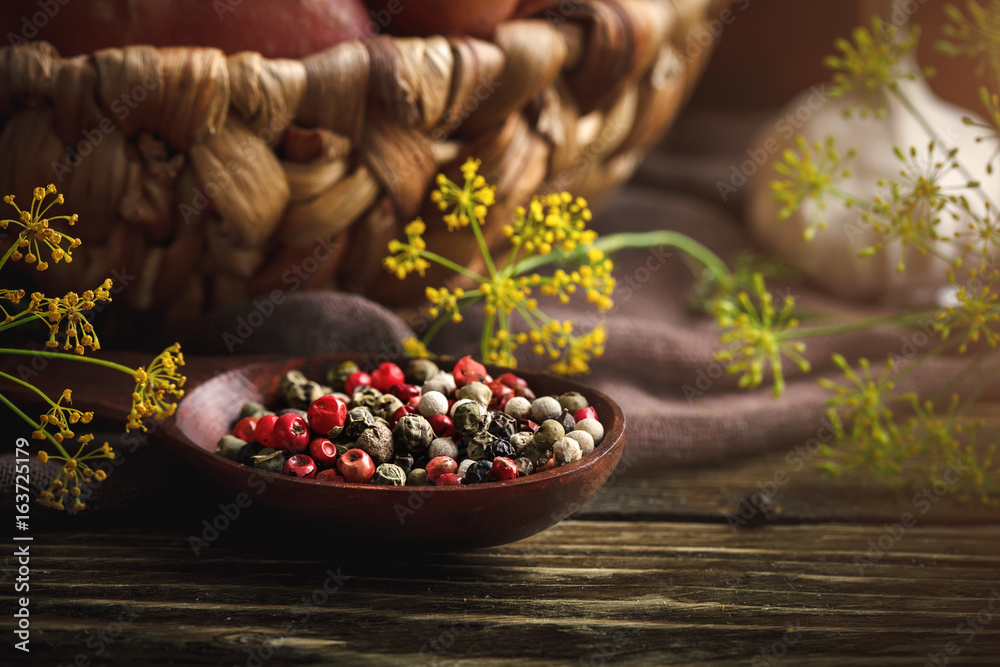 Fototapeta premium Summer still life of ripe vegetables and dill.