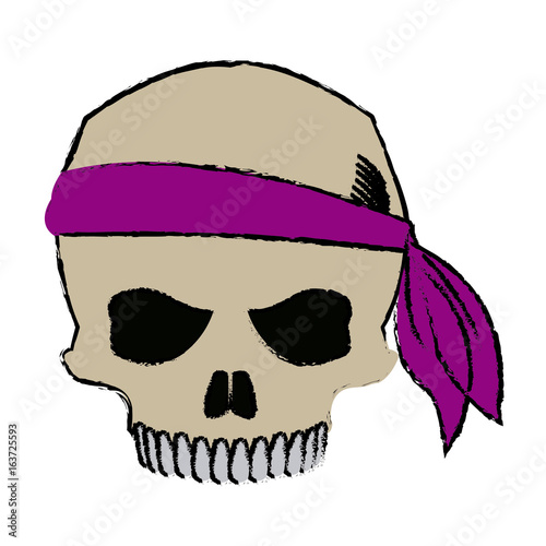 pirate half skull with bandana character