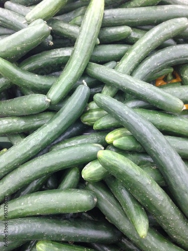 Japanese cucumber background in market