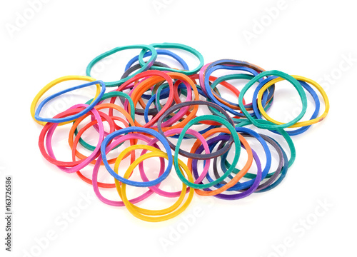 Colorful rubber band on white background