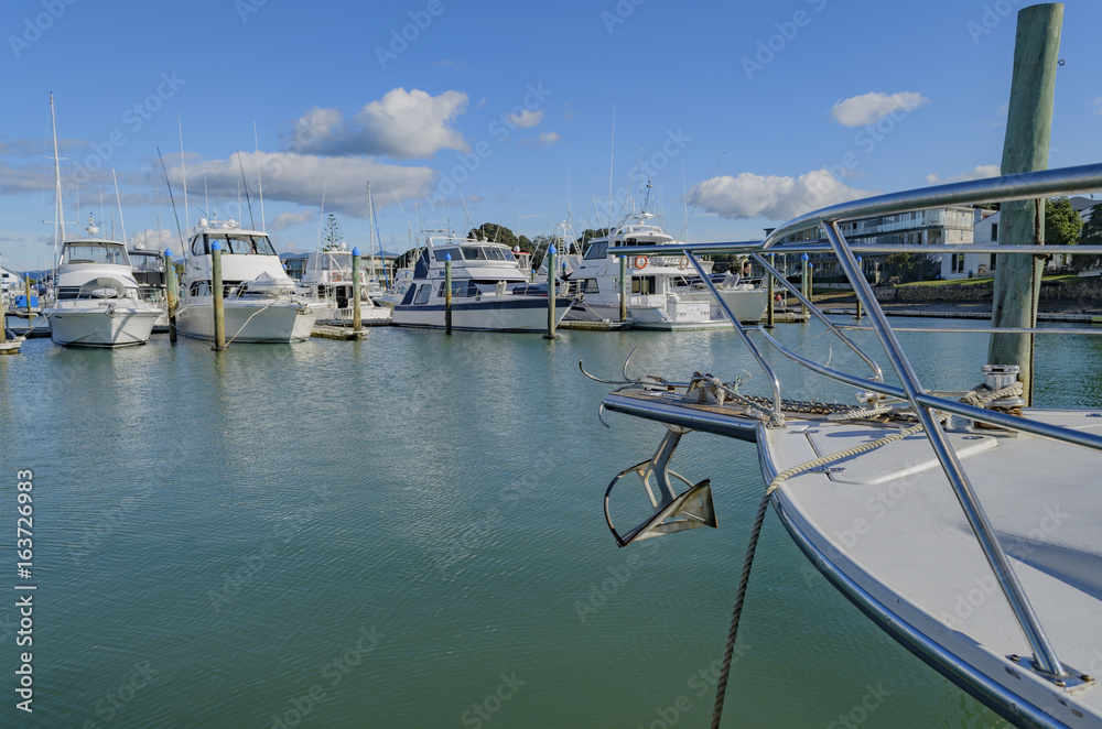 Fototapeta premium Big Game Fishing boats moored on marina Whitianga, Coromandel New Zealand