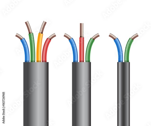 Copper Electric cable break. Vectro illustration.