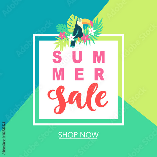 Summer Sale Tropical Banner Template Background