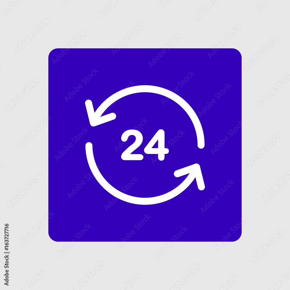 Open around the clock hours a day icon. Badge-clock work time. Open around the clock hours a day icon. Badge-clock work time.