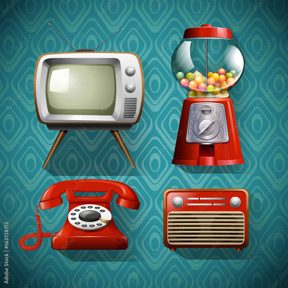 Naklejka premium Vintage items on blue background