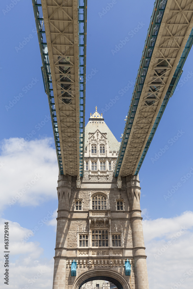 Tower Bridge on the River Thames, London, United Kingdom. The bridge is a symbol of the city and a great attraction for tourists