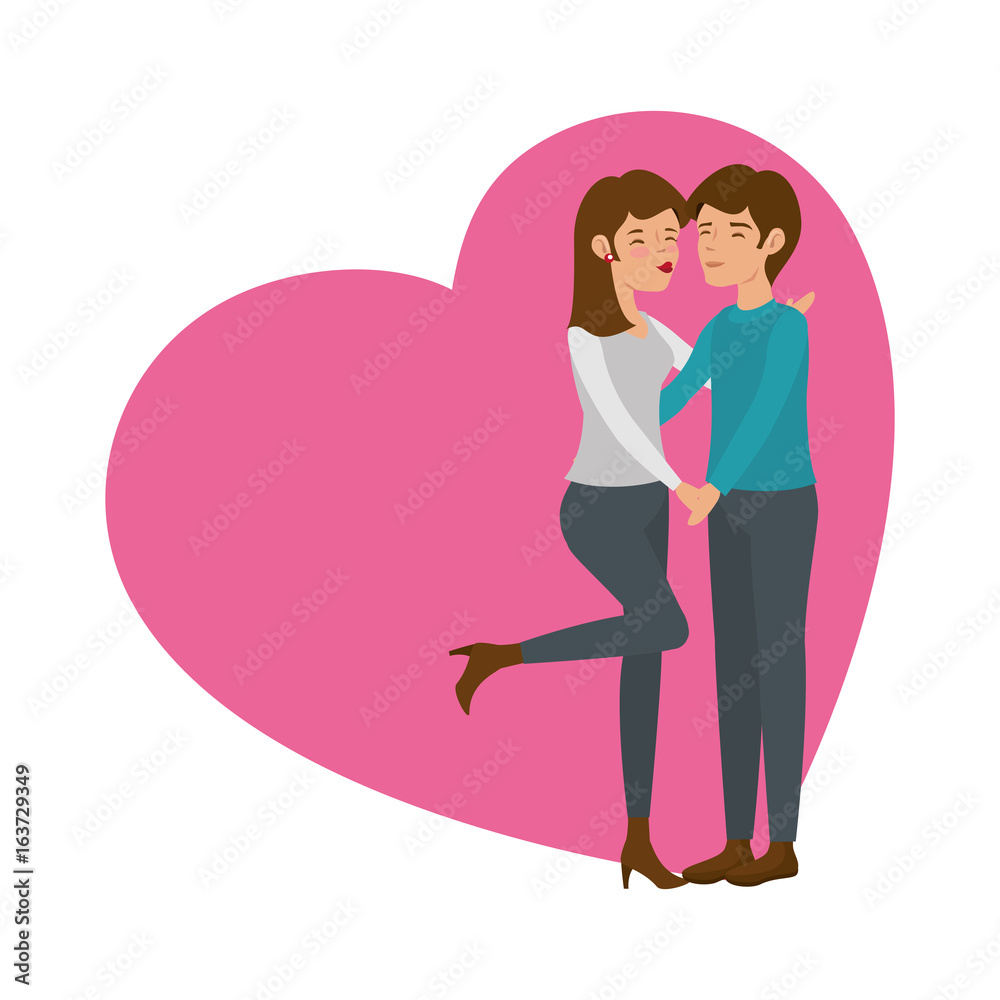 heart with couple in love icon over white background colorful designvector illustration