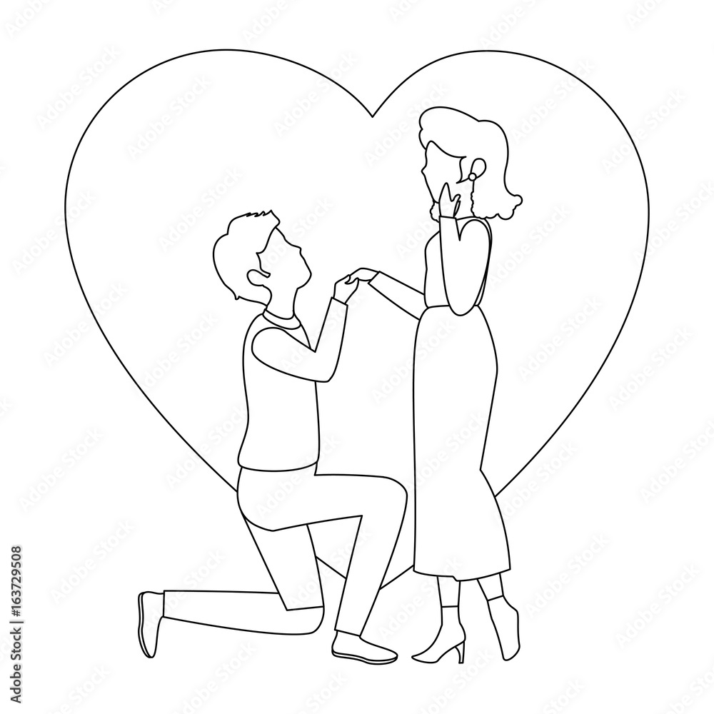 heart with couple in love icon over white background vector illustration