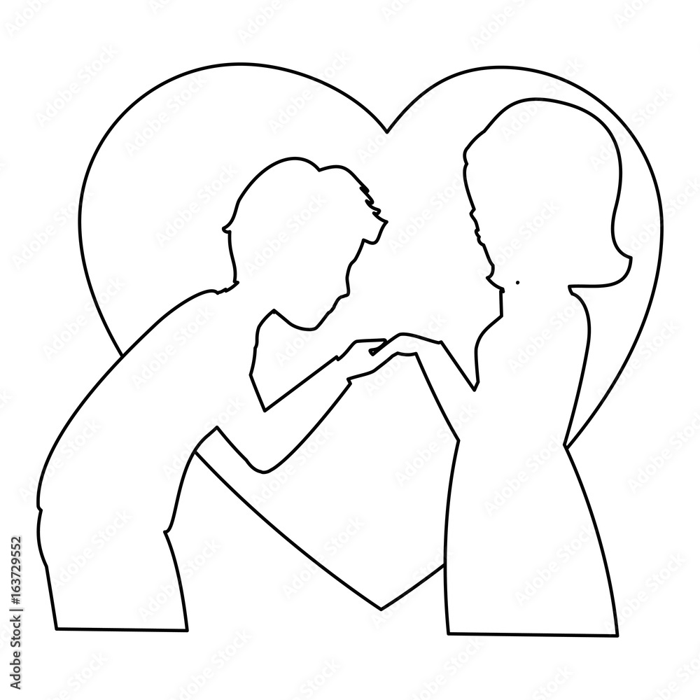 heart with couple in love icon over white background vector illustration