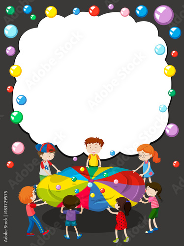 Border template with children playing ball