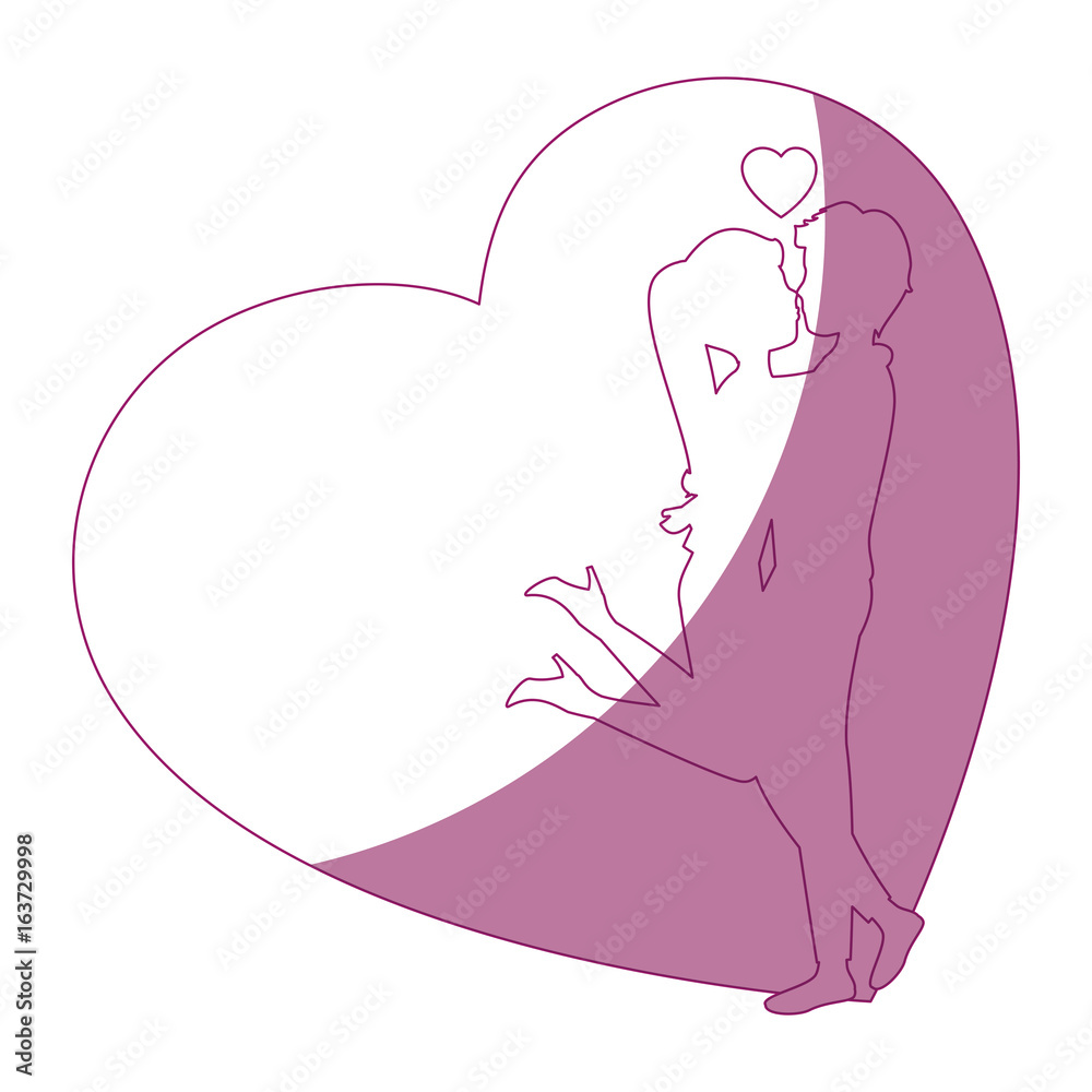heart with silhouette of couple in love icon over white background vector illustration