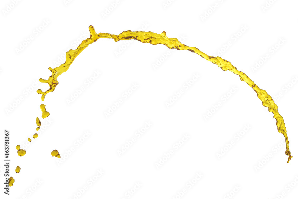 Fototapeta premium yellow liquid splash over white background