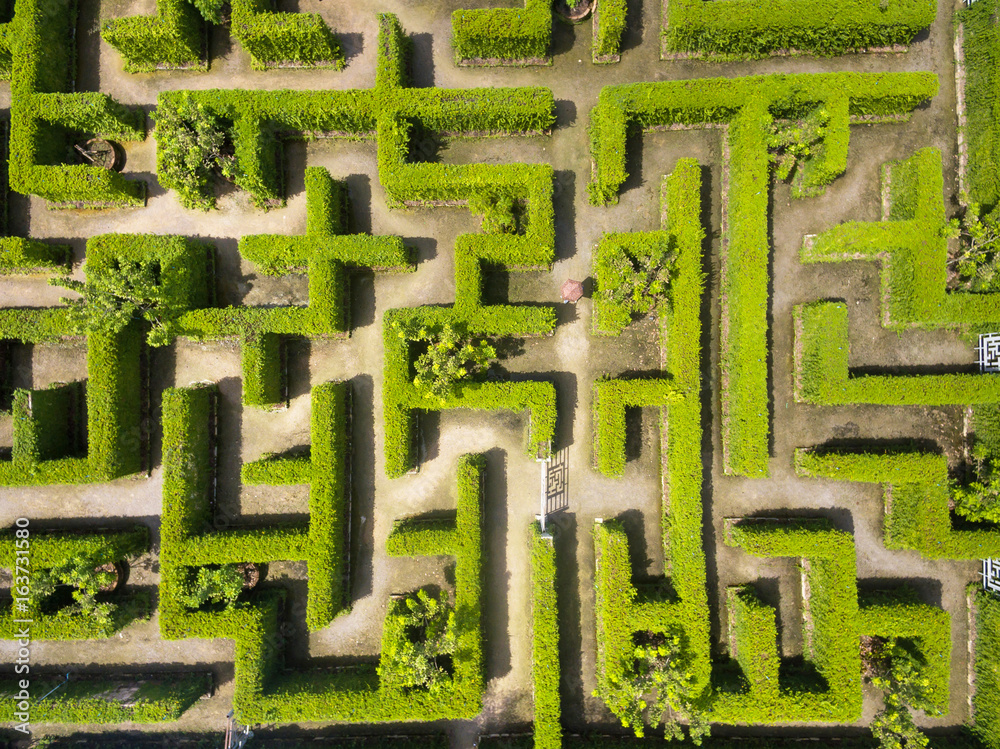 Aerial view of Green maze garden Aerial view of Green maze garden
