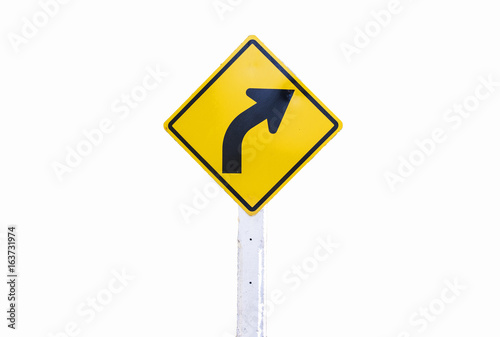 Traffic Signs yellow board on white background isolated photo