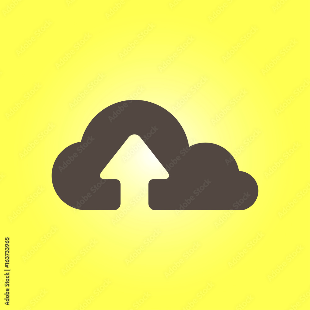 Upload from cloud icon.  Upload button.  Flat  design style.