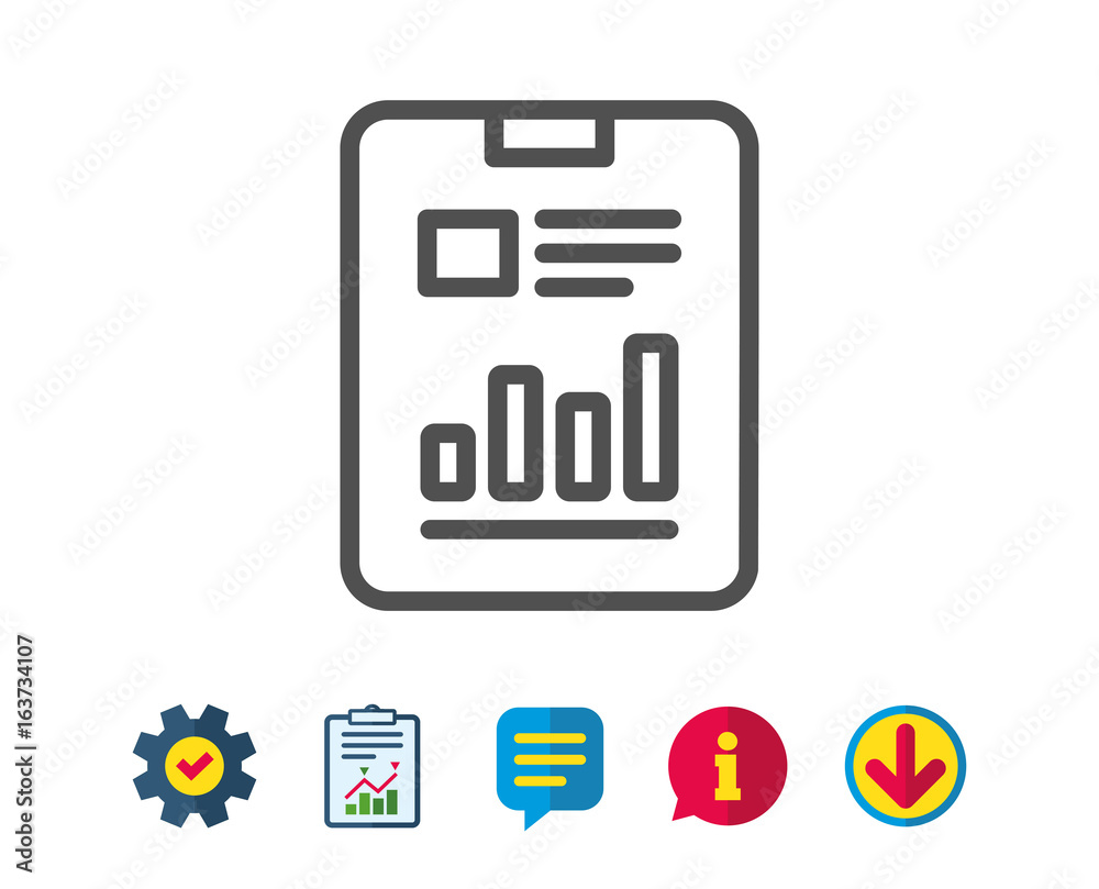 Report document line icon. Analysis Chart or Sales growth sign. Statistics data symbol. Report, Service and Information line signs. Download, Speech bubble icons. Editable stroke. Vector Report document line icon. Analysis Chart or Sales growth sign. Statistics data symbol. Report, Service and Information line signs. Download, Speech bubble icons. Editable stroke. Vector