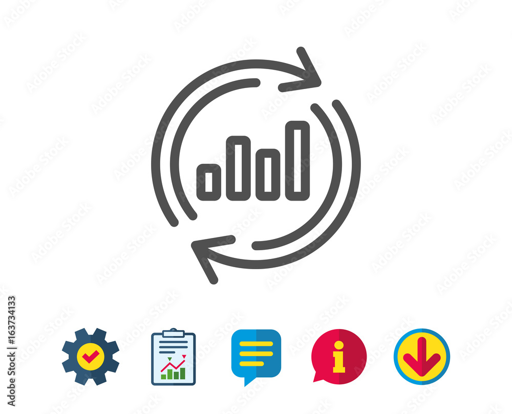 Chart line icon. Update Report graph or Sales growth sign. Analysis and Statistics data symbol. Report, Service and Information line signs. Download, Speech bubble icons. Editable stroke. Vector Chart line icon. Update Report graph or Sales growth sign. Analysis and Statistics data symbol. Report, Service and Information line signs. Download, Speech bubble icons. Editable stroke. Vector