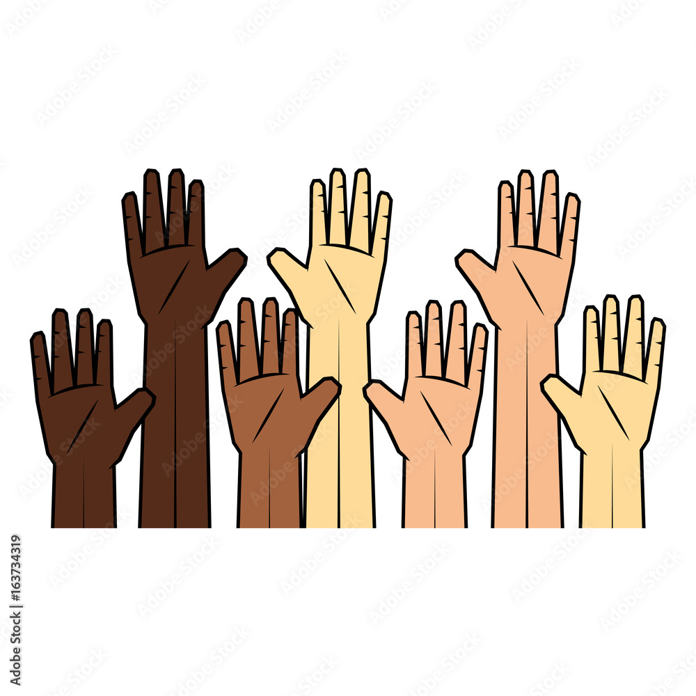 human hands icon over white background colorful design vector illustration