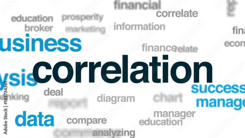 Correlation animated word cloud, text design animation. Correlation animated word cloud, text design animation.