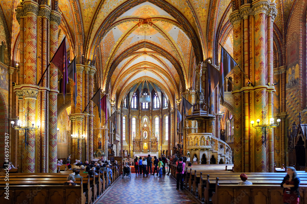 Interior of Matthias church in Budapest, Hungary